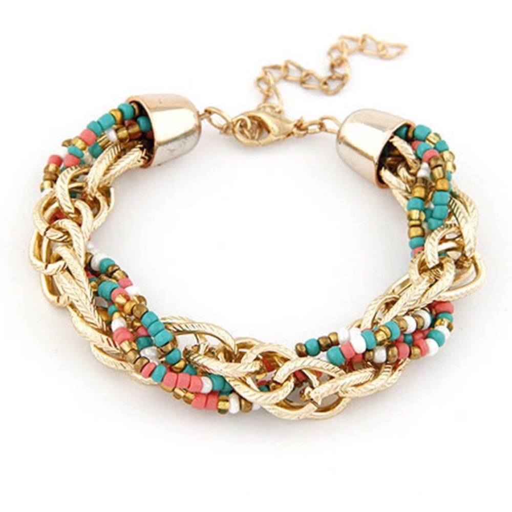 4/$25 ✨ Multicolored Beaded Gold Chain Bracelet